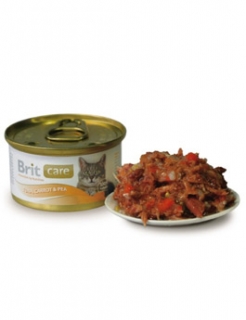 Brit Care Cat konz.tuňák,mrkev & hrášek 80g