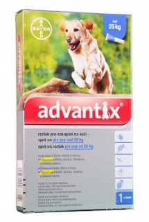 Advantix Spot On 1x4ml pro psy nad 25kg (1 pipeta)
