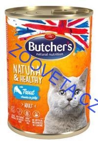 Butcher's Cat Natur.&Healthy kousky pstruha v želé400g