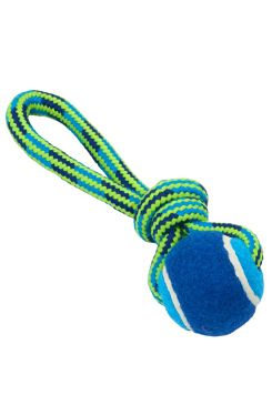Hračka pes BUSTER Smyčka s tenisákem modr/zelená 18cm