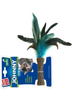 Hračka kočka GiGwi  Johnny Stick Catnip s modrými peří