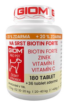 Giom pes Na srst Biotin FORTE 180 tbl+20% zdarma