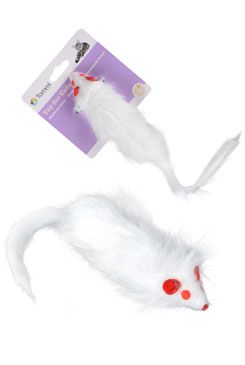 Hračka kočka Myš bílá chlupatá 15cm