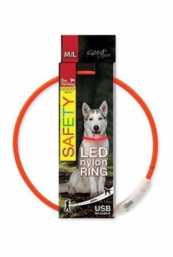 Obojek DOG FANTASY světelný USB oranžový 65cm 1ks