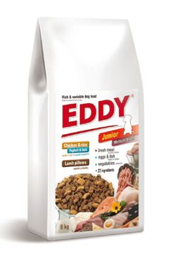 EDDY Junior Medium Breed s masovými polštářky 8kg